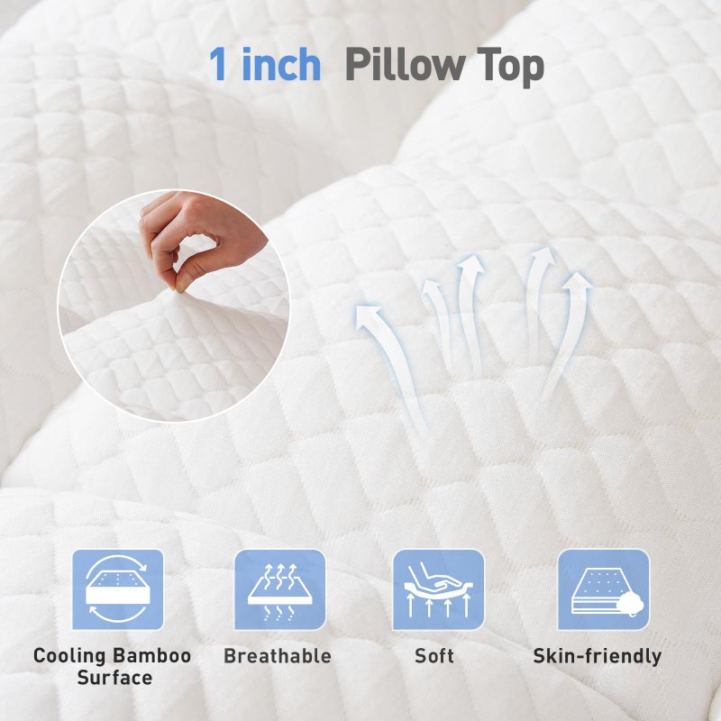 VALUXE Dual Layer 3 Inch Memory Foam Mattress Topper Queen Size, 2 Inch Cooling Gel Memory Foam Plus 1 Inch Pillow Top Mattress Pad Cover, with 8-21 Inch Deep Pocket - Image 5