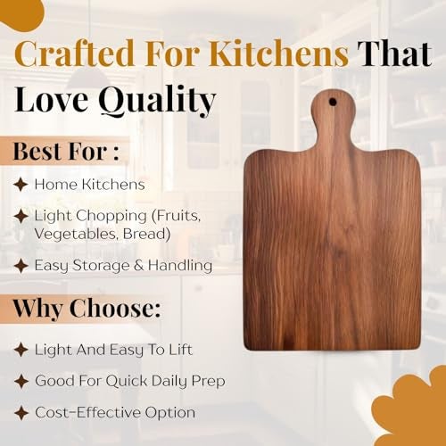make in modern Acacia Wood Chopping/Cutting Board with Handle Chopping Board/Cutting/Serving Board, Platter for Kitchen Vegetables, Fruits & Cheese Board 36cmx24cmx1.5cm, Brown - Image 4