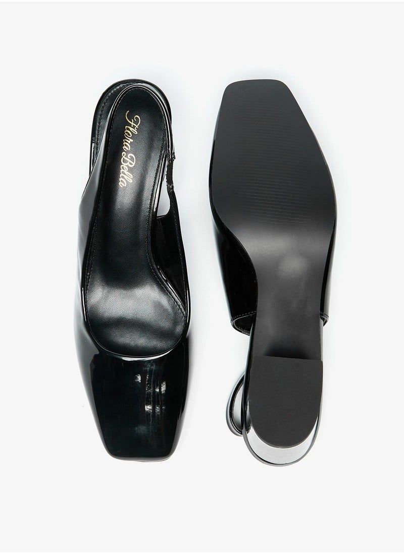 Flora Bella - Square Toe Sling Back Slip On Shoes with Block Heels - Image 1