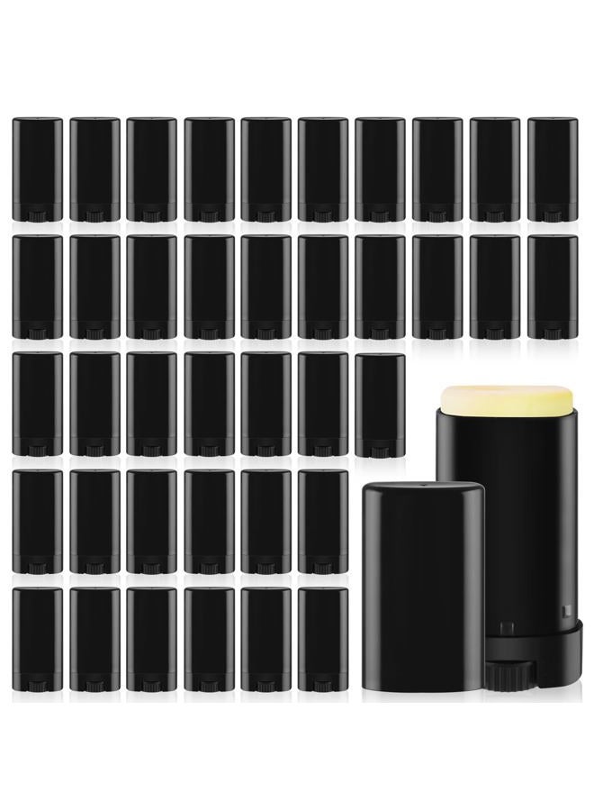 Mirrline 40 Pcs 15g Oval Lipstick Tubes Plastic Empty Deodorant Containers Refillable Lip Balm Bottles for DIY Deodorant Chapstick - Black - Image 1