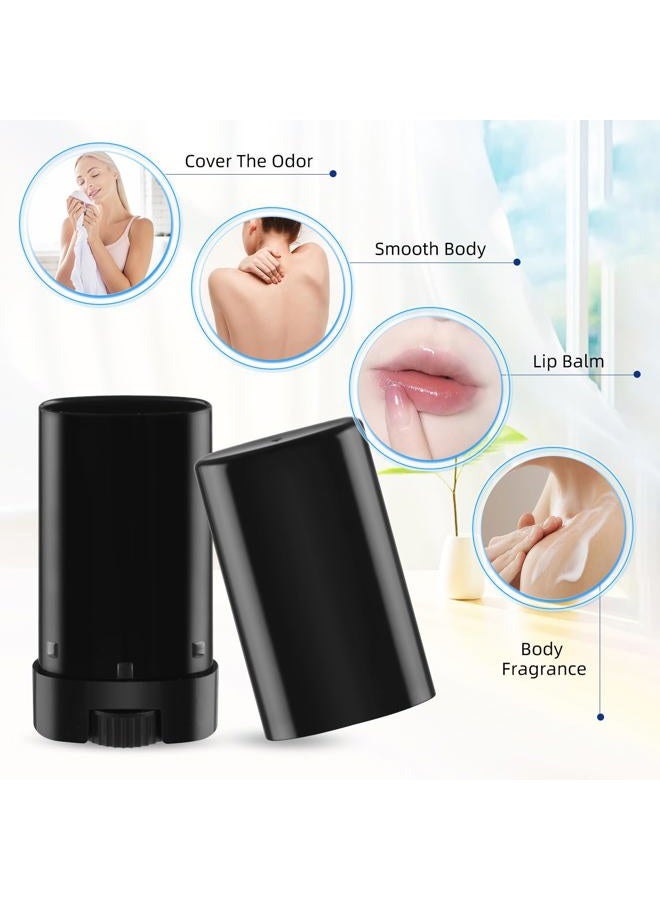 Mirrline 40 Pcs 15g Oval Lipstick Tubes Plastic Empty Deodorant Containers Refillable Lip Balm Bottles for DIY Deodorant Chapstick - Black - Image 4