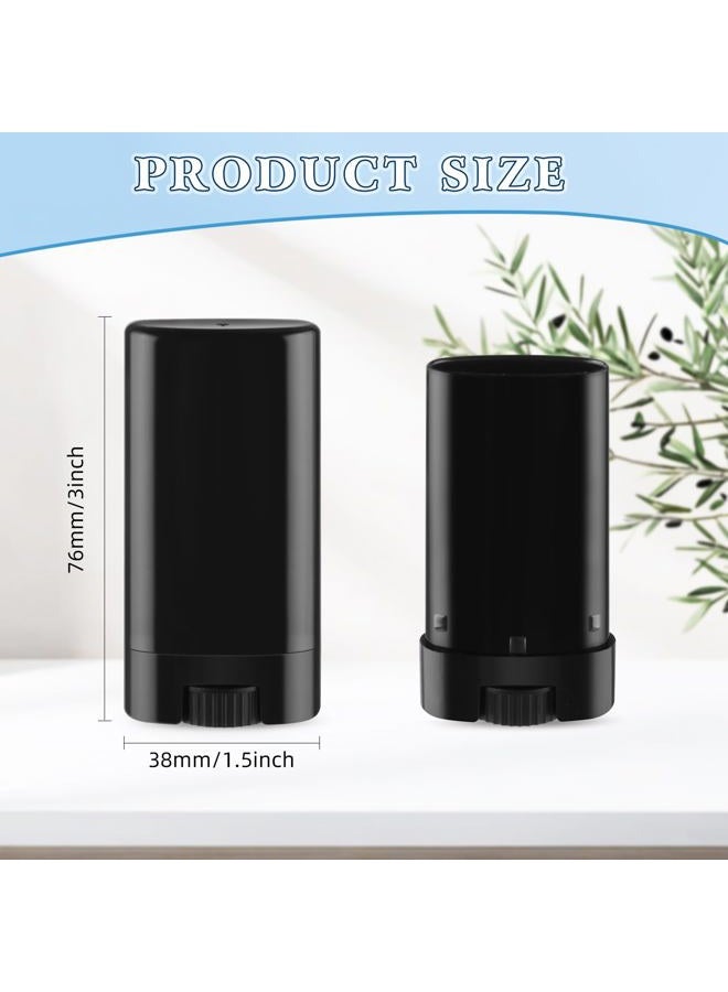Mirrline 40 Pcs 15g Oval Lipstick Tubes Plastic Empty Deodorant Containers Refillable Lip Balm Bottles for DIY Deodorant Chapstick - Black - Image 2
