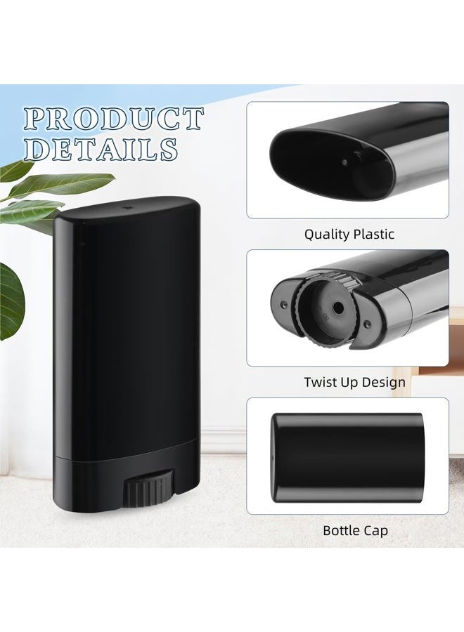 Mirrline 40 Pcs 15g Oval Lipstick Tubes Plastic Empty Deodorant Containers Refillable Lip Balm Bottles for DIY Deodorant Chapstick - Black - Image 3