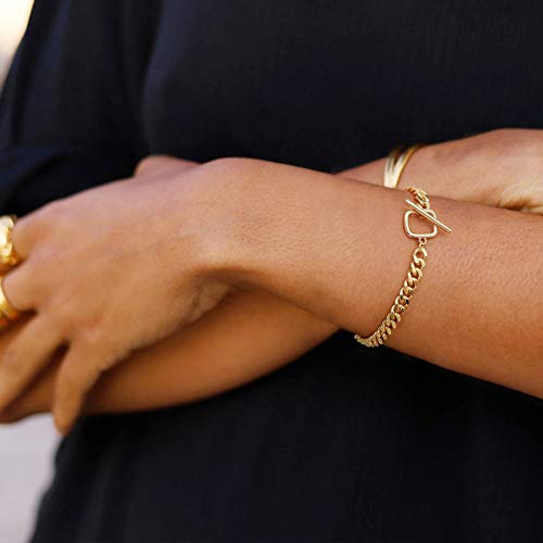 SOFYBJA 18K Gold Cuban Link Chain Bracelets for Women Statement Dainty Chunky Curb Bracelet Personalized for Women - Image 2