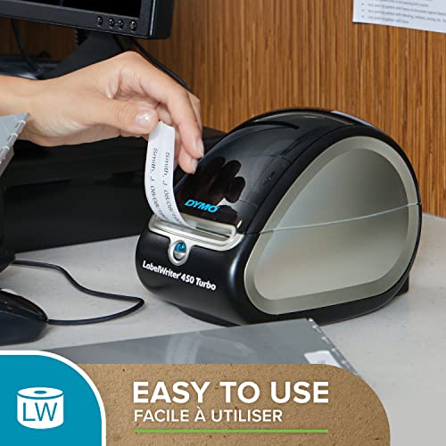 Dymo ملصقات عنوان كبيرة من دايمو S0722400، ذاتية اللصق، 36 × 89 مم، 2 لفة من 260 - طباعة سوداء على أبيض - Image 4