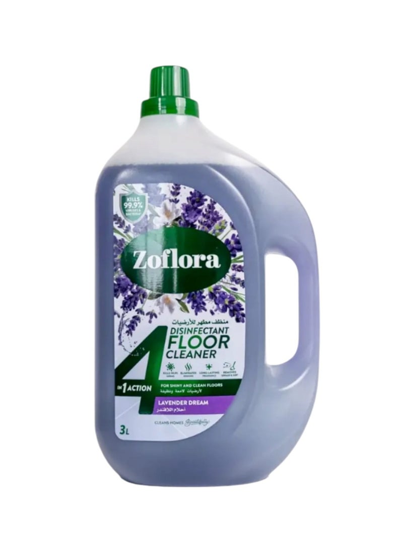 زوفلورا منظف ومطهر الأرضيات المضاد للبكتيريا برائحة أحلام اللافندر 3لتر