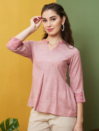 globus Women Embroidered Flared A Line Tunic