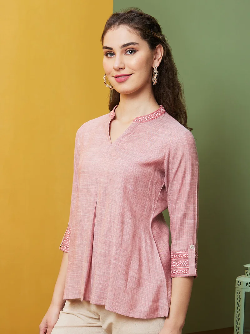 globus Women Embroidered Flared A Line Tunic