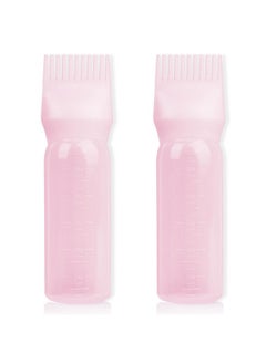BLAAROOM BLAAROOM Root Comb Applicator Bottle 6 Ounce, 2 Pack Hair Oil Applicator Bottle, Hair Dye Bottle Applicator Tools with Hair Oil Dispenser Root Comb Brush for Hair Oiling Applicator - Pink  - Image 1