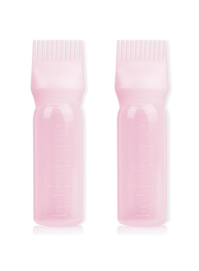 BLAAROOM BLAAROOM Root Comb Applicator Bottle 6 Ounce, 2 Pack Hair Oil Applicator Bottle, Hair Dye Bottle Applicator Tools with Hair Oil Dispenser Root Comb Brush for Hair Oiling Applicator - Pink - Image 1