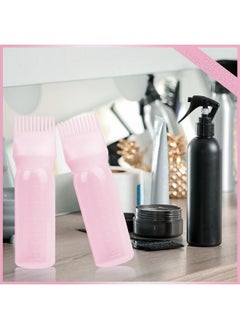 BLAAROOM BLAAROOM Root Comb Applicator Bottle 6 Ounce, 2 Pack Hair Oil Applicator Bottle, Hair Dye Bottle Applicator Tools with Hair Oil Dispenser Root Comb Brush for Hair Oiling Applicator - Pink  - Image 4