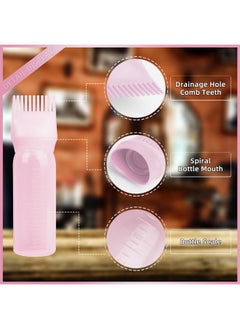 BLAAROOM BLAAROOM Root Comb Applicator Bottle 6 Ounce, 2 Pack Hair Oil Applicator Bottle, Hair Dye Bottle Applicator Tools with Hair Oil Dispenser Root Comb Brush for Hair Oiling Applicator - Pink  - Image 3