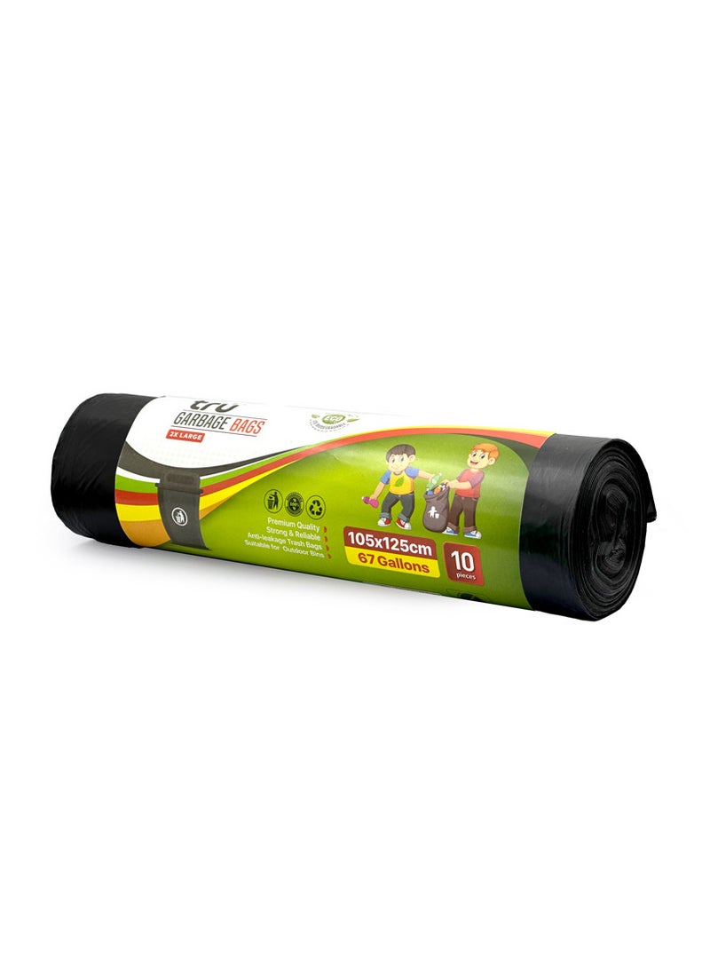 Tru - Garbage Bags Compact Roll Black 105x125cm 67Gallon (10pc x 3Rolls ) 30bags - Image 1