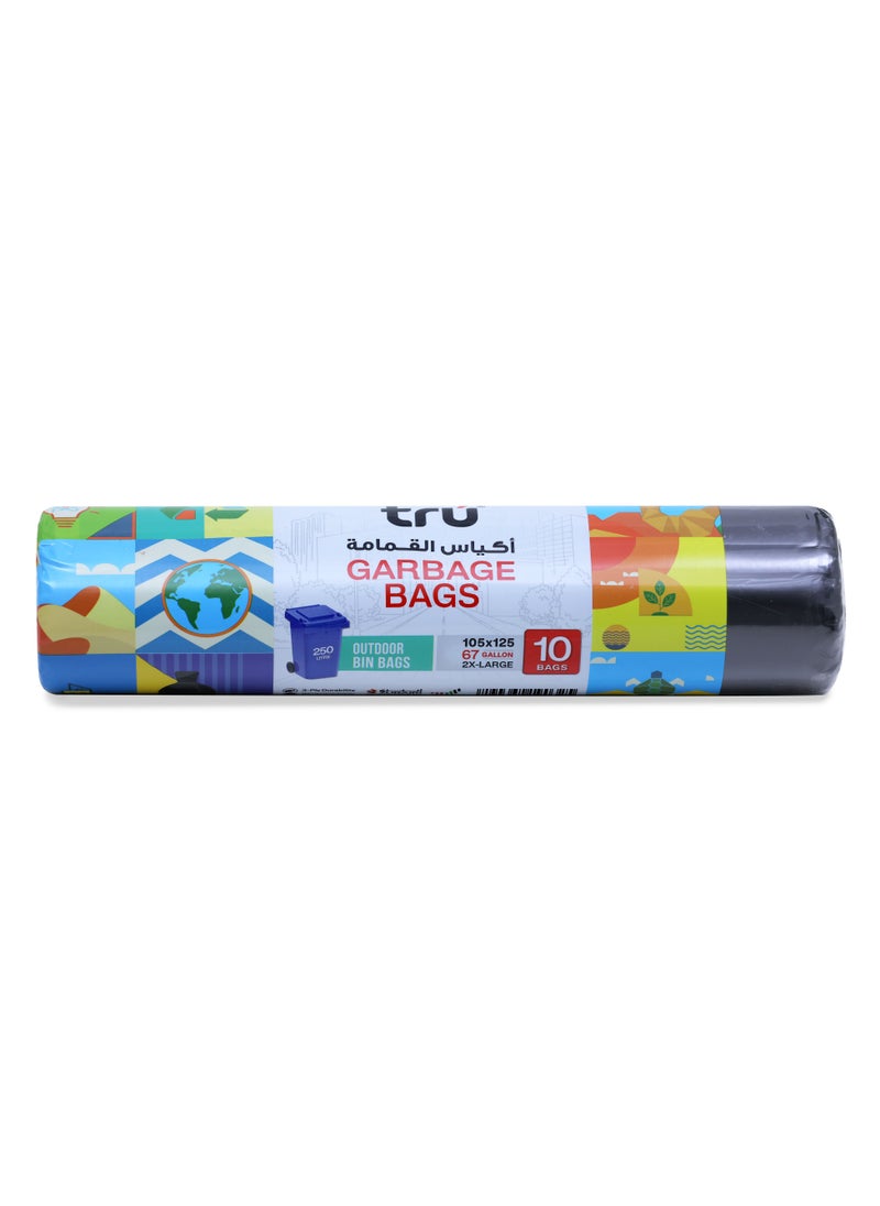 Tru - Garbage Bags Compact Roll Black 105x125cm 67Gallon (10pc x 3Rolls ) 30bags - Image 1