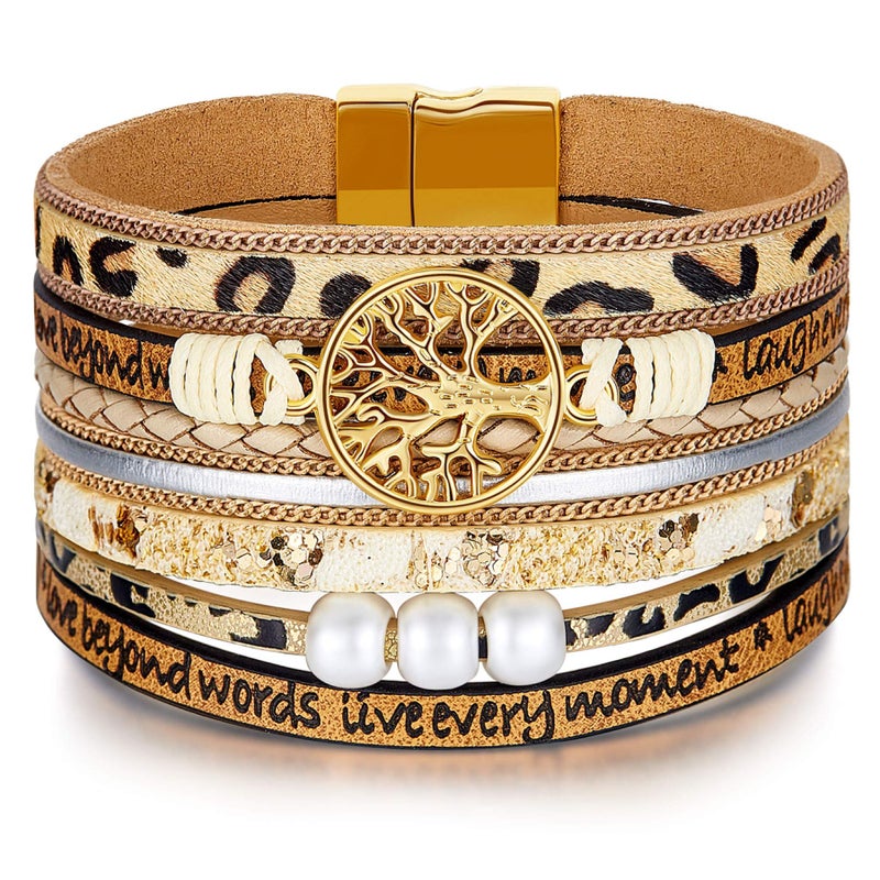 Desimtion Leopard Leather Bracelets for Women Teen Girls, Trendy Jewelry Gift for Best Friend Sister Birthday Mothers Day Gifts - Image 1