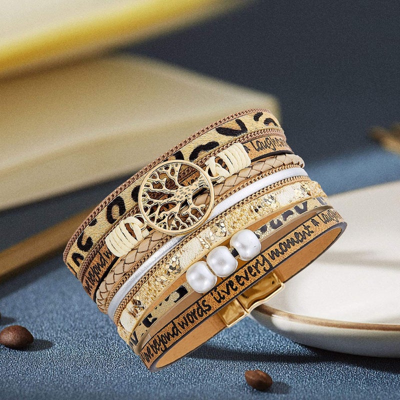 Desimtion Leopard Leather Bracelets for Women Teen Girls, Trendy Jewelry Gift for Best Friend Sister Birthday Mothers Day Gifts - Image 5