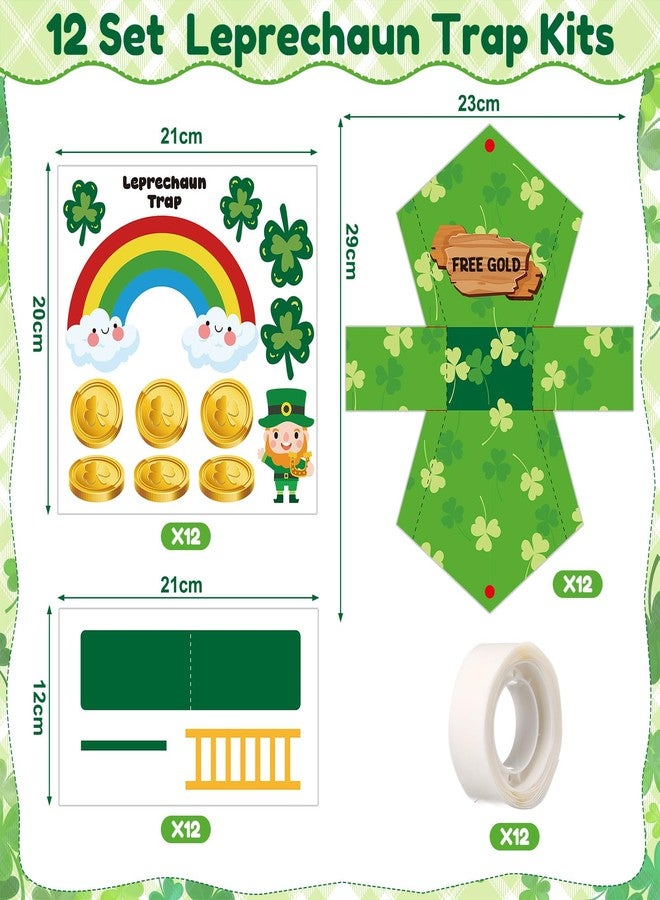 Motionchic 12 Sets St. Patrick's Day Leprechaun Trap Kit Bulk Catch a Leprechaun Trap Kit St Patricks Day DIY Crafts Supplies Green Rainbow Irish Holiday Activity Party Decorations Favors Gifts - Image 3