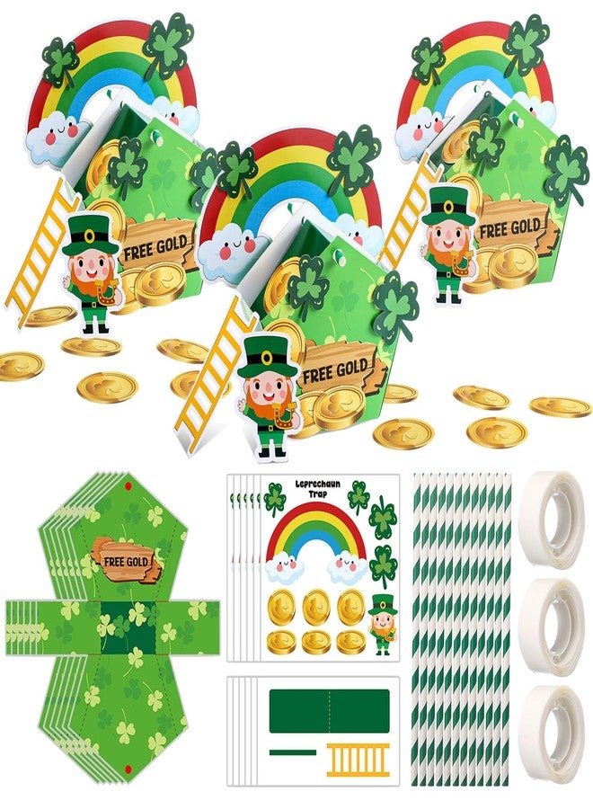 Motionchic 12 Sets St. Patrick's Day Leprechaun Trap Kit Bulk Catch a Leprechaun Trap Kit St Patricks Day DIY Crafts Supplies Green Rainbow Irish Holiday Activity Party Decorations Favors Gifts - Image 1