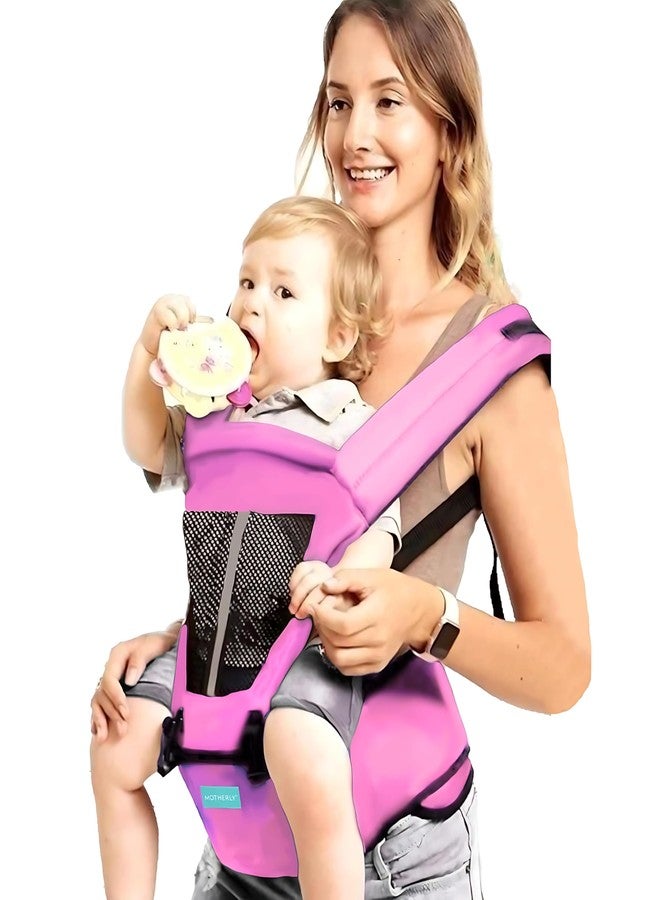motherly Toddler 6-In-1 Baby Carrier Bag For 6 To 36 Months-Kangaroo Style With Hip Seat For Comfort Carrying (Style2-2 In 1- Pink) - Image 1