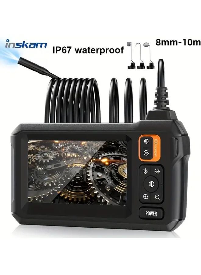 Orange 8mm Industrial Endoscope 393.7 Inch HD Inspection Camera ABS Battery USB - Image 1