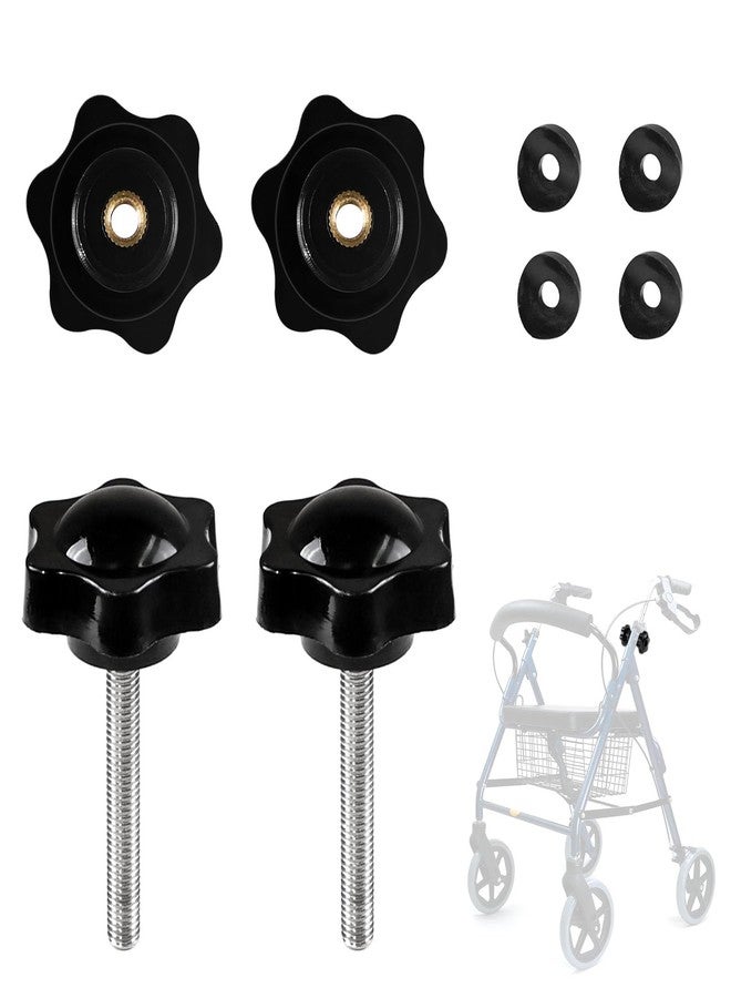 Rawsomes Replacement Arm Adjustment Knobs for Rollator Walker Replacement Parts, 2 Sets Adjustable Height Arm Track T Track Bolts Compatible with Vive Mobility - Image 1