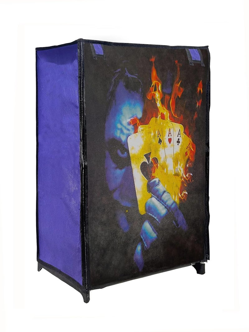 PHILOSHOP PHILOSHOP Multipurpose 5 Layer Joker Printed Storage Organizer with Cover Foldable Shoe Stand Shoe Cabinets Shoe Rack for Kids Dark Blue Blue Blue - Image 4