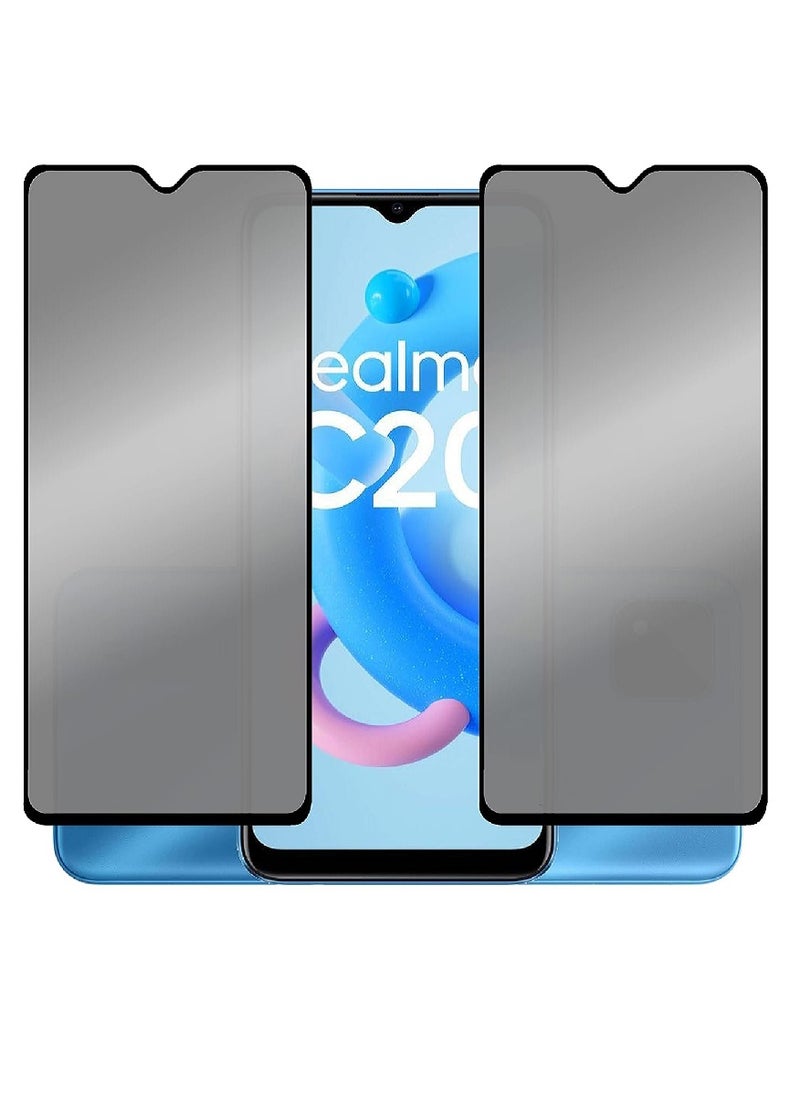 Super 2 Pieces Tempered Glass Screen Protector Anti-Spy Privacy Designed For Realme C20  Full Screen Coverage And Bubble Free - Image 1