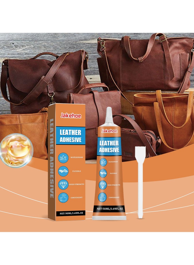 Jakehoe Leather Adhesive,Leather Fabric Sofa Adhesive, Waterproof Seamless Repair Bonding Effect 50ml  - Image 1