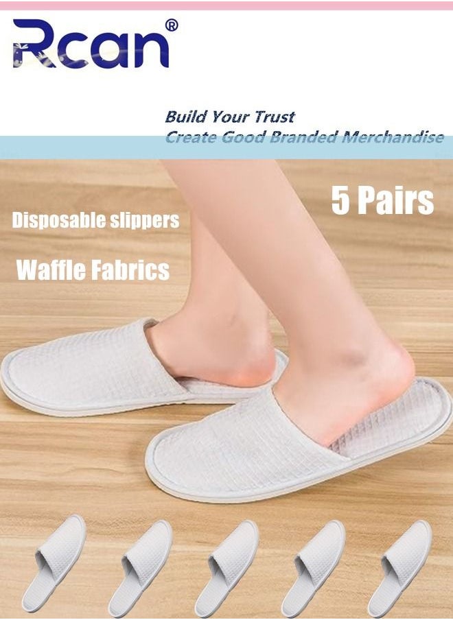 Rcan 5 Pairs Disposable Adult Guests Slippers, Closed Toe Bulk for Shoeless Home Multicolor Cotton Slipper for Indoor Hotel SPA Travel  - Image 1