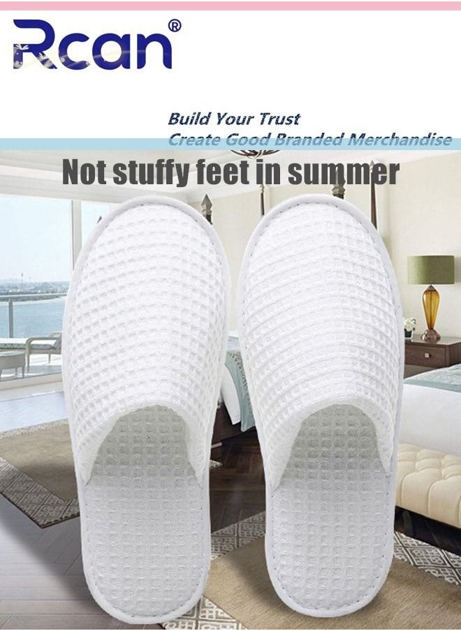 Rcan 5 Pairs Disposable Adult Guests Slippers, Closed Toe Bulk for Shoeless Home Multicolor Cotton Slipper for Indoor Hotel SPA Travel  - Image 2