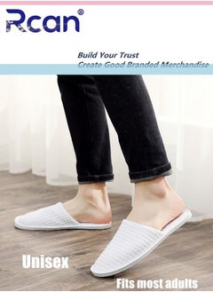 Rcan 5 Pairs Disposable Adult Guests Slippers, Closed Toe Bulk for Shoeless Home Multicolor Cotton Slipper for Indoor Hotel SPA Travel  - Image 3