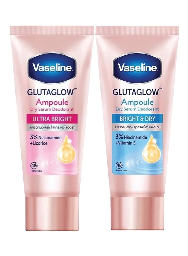 فازلين مجموعة جلوتاجلو مكونة من أمبولات مزيلة للعرق فائقة اللمعان ومشرقة وجافة، كل منها 45 مل