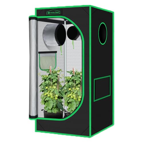 Green Hut Grow Tent 24x24x48 600D Mylar Hydroponic Indoor Grow Tents with Observation Window Removable Floor Tray and Tool Bag for Indoor Plant Growing 2x2