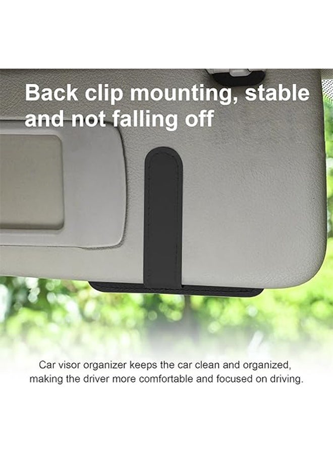 منظم واقي الشمس للسيارة، منظم واقي شمس صغير للسيارة وتخزينه، حامل التسجيل والمستندات، ملحقات السيارة للنظارات الشمسية والمستندات والبطاقات والقلم ورخصة القيادة (أسود) - Image 5