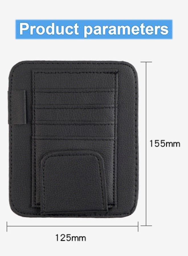 منظم واقي الشمس للسيارة، منظم واقي شمس صغير للسيارة وتخزينه، حامل التسجيل والمستندات، ملحقات السيارة للنظارات الشمسية والمستندات والبطاقات والقلم ورخصة القيادة (أسود) - Image 2