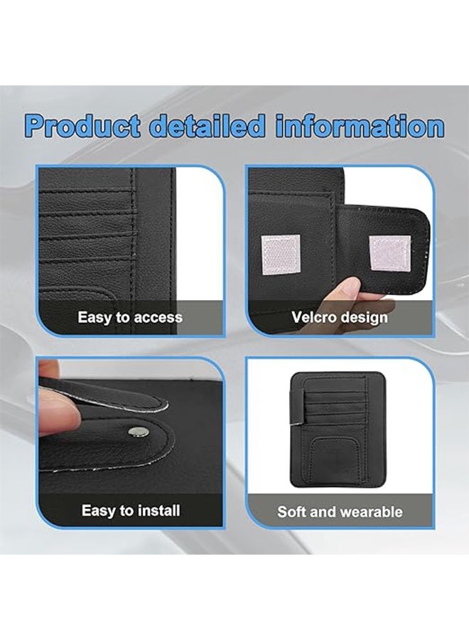 منظم واقي الشمس للسيارة، منظم واقي شمس صغير للسيارة وتخزينه، حامل التسجيل والمستندات، ملحقات السيارة للنظارات الشمسية والمستندات والبطاقات والقلم ورخصة القيادة (أسود) - Image 4