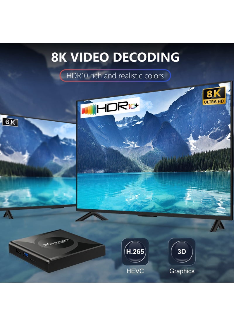 Zikra Android TV Box 13.0, X88 Pro13 TV Box 4GB RAM 32GB ROM RK3528 Quad-Core 64bit Cortex-A53, Smart TV Box Supports 2.4G/5G Dual-Band WiFi Bluetooth 5.0 USB 3.0 LAN Android Box [2023 Newest] - Image 4