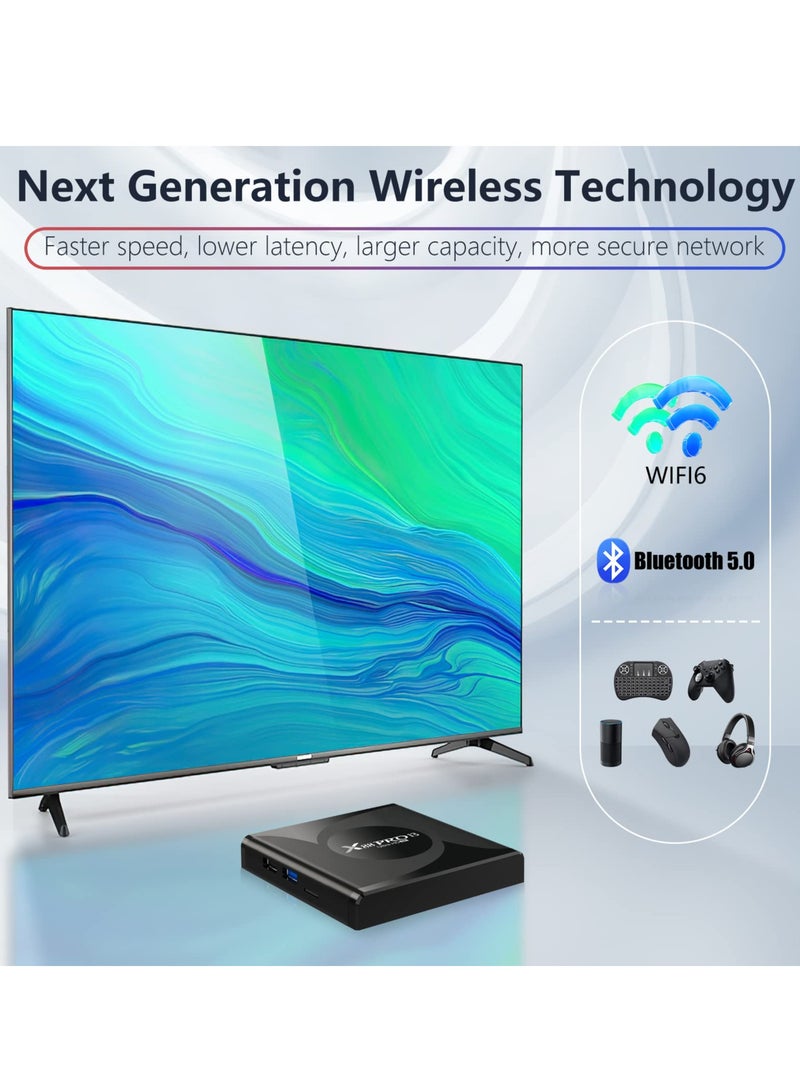 Zikra Android TV Box 13.0, X88 Pro13 TV Box 4GB RAM 32GB ROM RK3528 Quad-Core 64bit Cortex-A53, Smart TV Box Supports 2.4G/5G Dual-Band WiFi Bluetooth 5.0 USB 3.0 LAN Android Box [2023 Newest] - Image 5