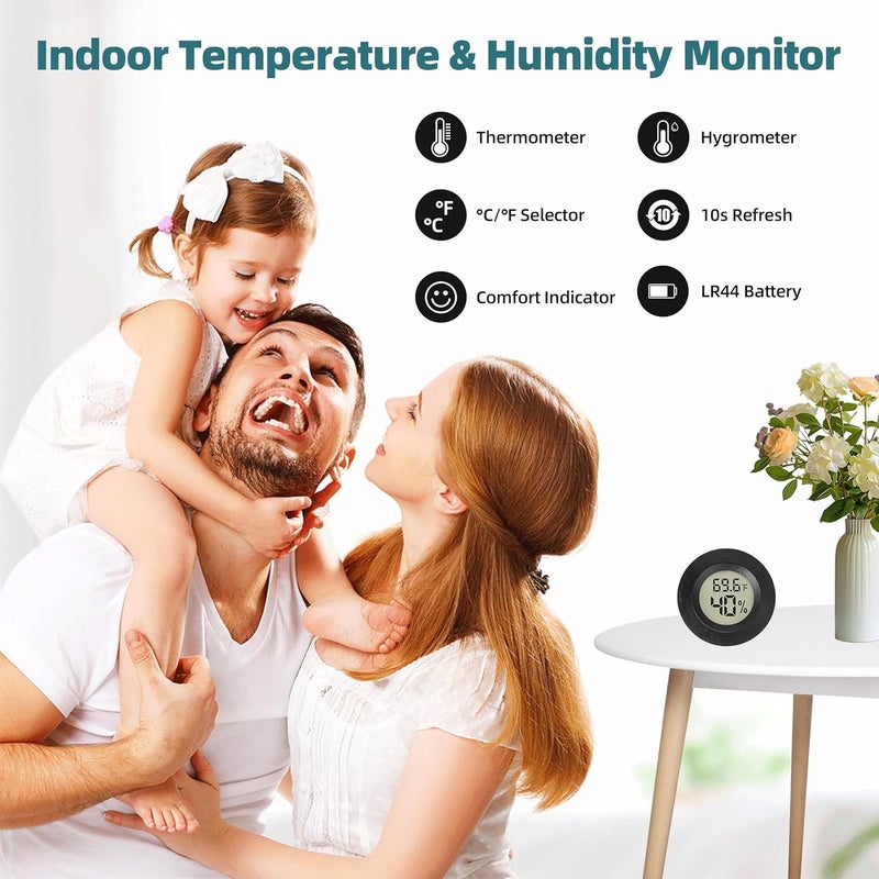 EWPJDK Mini Hygrometer Indoor Humidity Meter Hygrometer Thermometers 4 Pack Humidity Meters Gauge Hygrometer Mini Digital Thermometer Hygrometer for Humidors, Greenhouse, Garden, Cellar (4) - Image 3