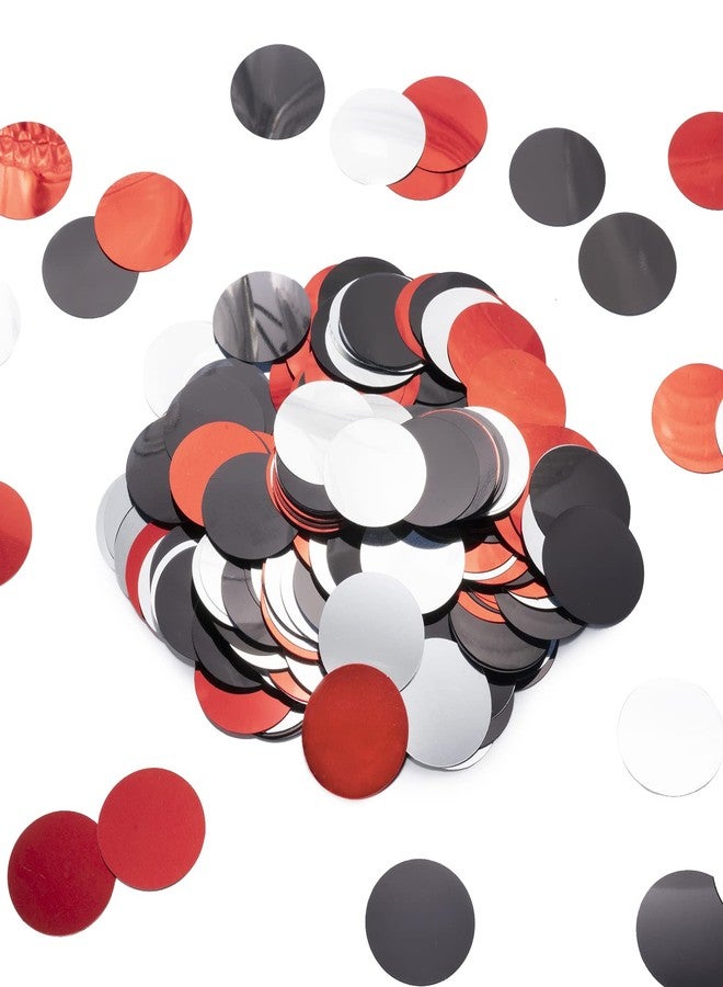 Weven Red Black Silver Table Confetti Party Decorations Metallic Circle Dot Confetti, 1.2 Inch, 300pcs - Image 2