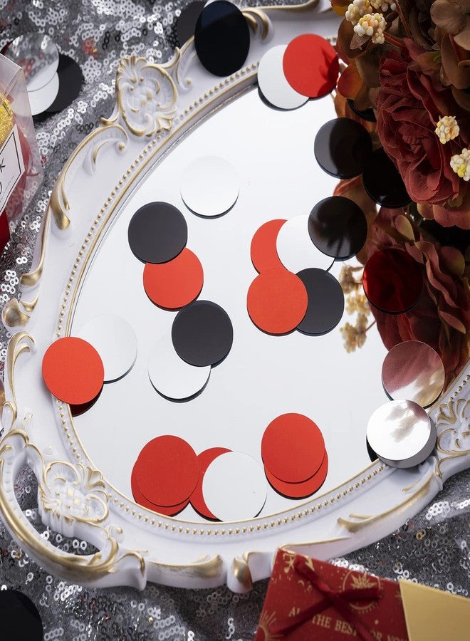 Weven Red Black Silver Table Confetti Party Decorations Metallic Circle Dot Confetti, 1.2 Inch, 300pcs - Image 3