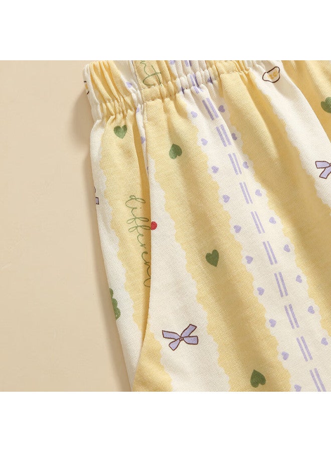 Fenton Fenteng Women's Summer Cotton Thin Breathable Shorts Casual Loose Home Pants Single Pants Yellow Striped XL - Image 2