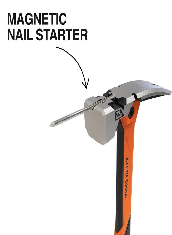 كلاين تولز مطرقة تأطير Klein Tools H81022 مضادة للاهتزاز ذات وجه مطحون بمخلب مستقيم، فولاذ مطروق 22 أونصة، وبادئ مسمار مغناطيسي ووجه ضربة مربع كبير جدًا - Image 4