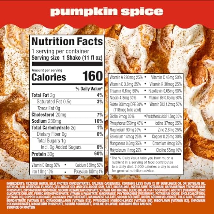 Premier Protein Shake, Limited Edition Pumpkin Spice, 30g Protein, 1g Sugar, 24 Vitamins & Minerals, 11 fl oz (4 Pack) - Image 2