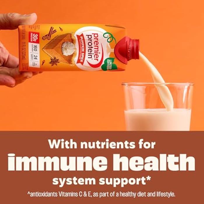 Premier Protein Shake, Limited Edition Pumpkin Spice, 30g Protein, 1g Sugar, 24 Vitamins & Minerals, 11 fl oz (4 Pack) - Image 3