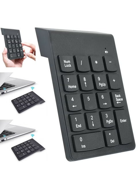 لوحة مفاتيح رقمية لاسلكية محمولة مكونة من 18 مفتاحًا مع مستقبل USB صغير 2.4 جيجاهرتز لأجهزة الكمبيوتر المحمولة والكمبيوتر المكتبي وSurface Pro