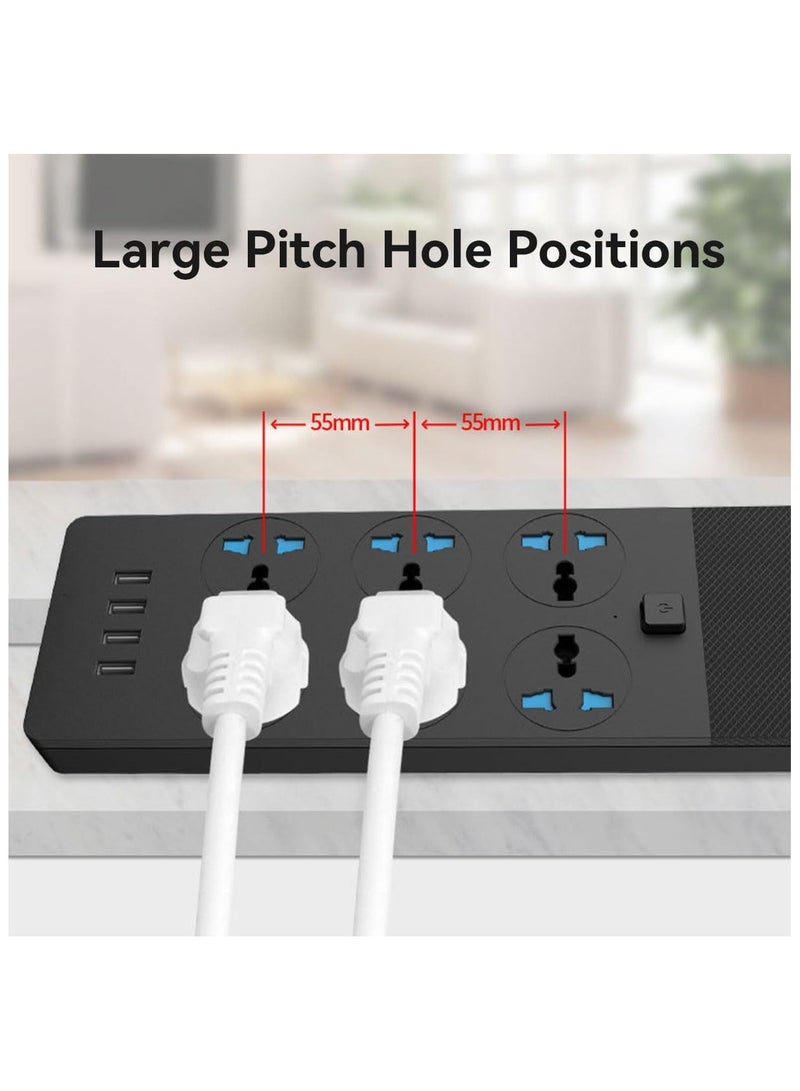 ECVV Universal Power Strip with 6 Universal Plug Adapters, 4 USB Ports, 2M Extension Cord, Household Socket, Desk USB Charging Station for Home, Office, and Kitchen - Image 5