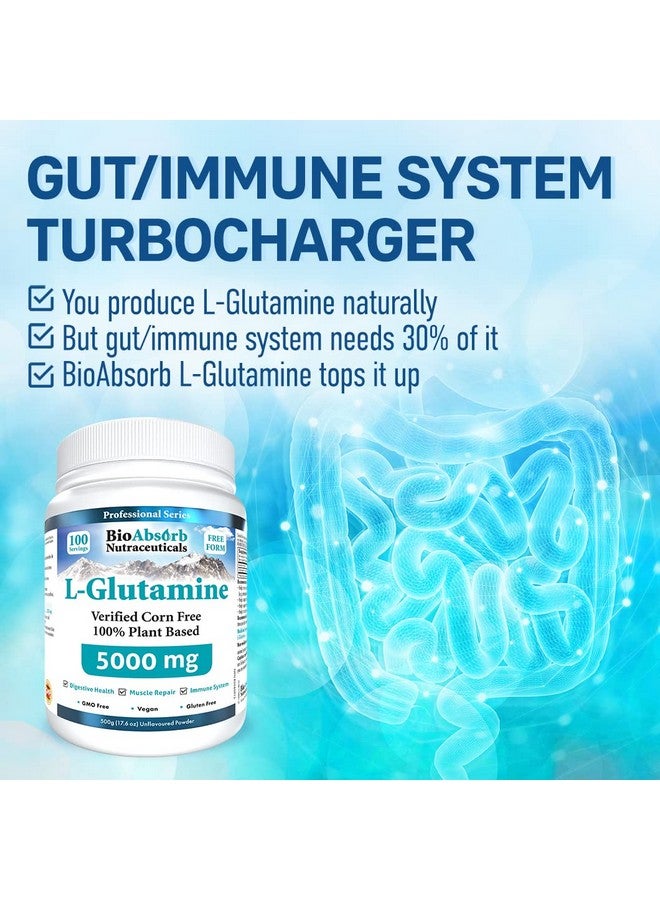 Bio Absorb Nutraceuticals Bio Absorb L-Glutamine Powder, Corn-Free, Non-GMO, 100-Day Supply, Vegan L Glutamine for Gut Health & Post Workout (500 g)  - Image 3
