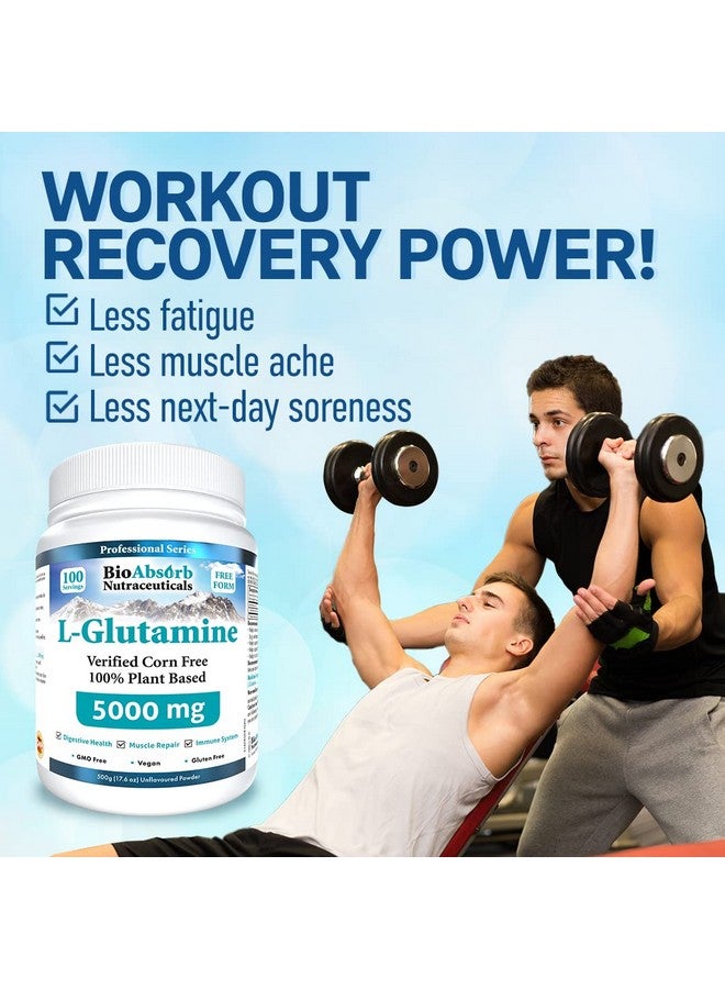 Bio Absorb Nutraceuticals Bio Absorb L-Glutamine Powder, Corn-Free, Non-GMO, 100-Day Supply, Vegan L Glutamine for Gut Health & Post Workout (500 g)  - Image 4