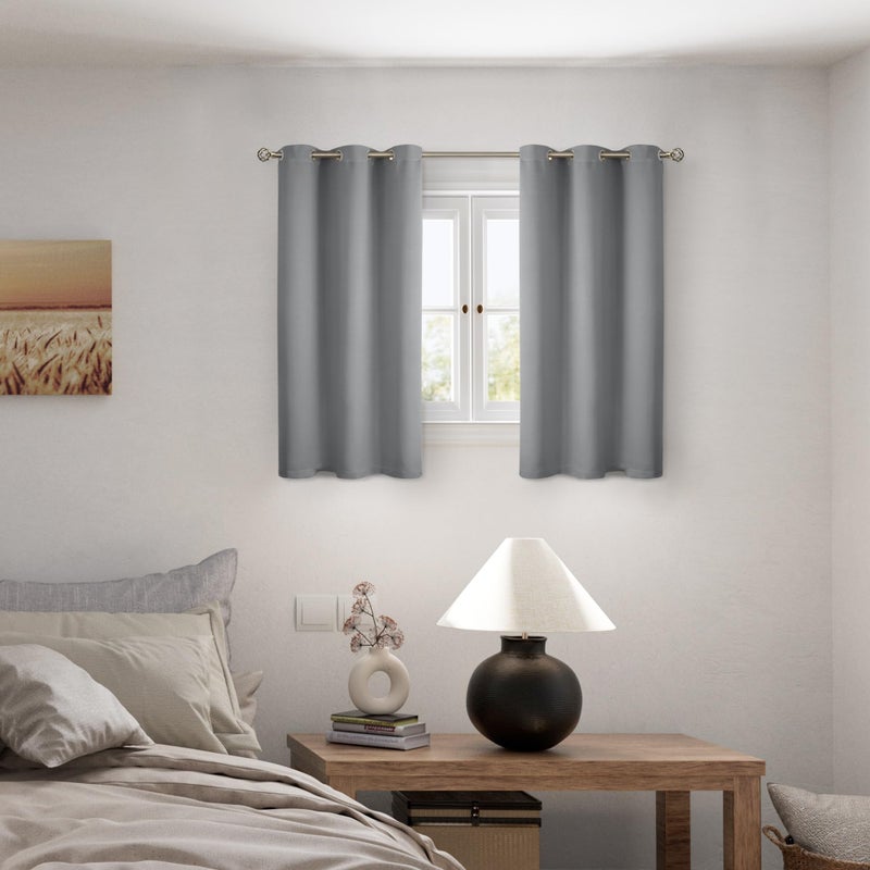 BGment بئسة حمامة الستائر رمادي تعتيم لنافذة غرفة النوم 84 بوصة الطول 2 لوحات ضوئية 100 ٪ حظر الستائر الحرارية المعزولة مع المعيشة غامق مع بطانة سود - Image 2